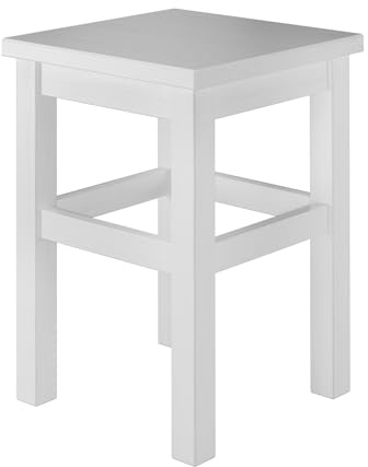 Holzhocker Sitzhocker ohne Lehne in Kiefer Natur oder WeißKiefer weiß