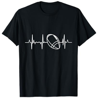 American Football Herzschlag Footballspieler Herzlinie T-Shirt