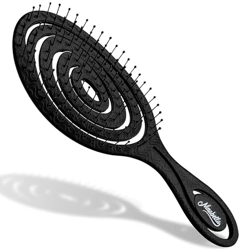 Ninabella Haarbürste ohne Ziepen - Bürste für Damen und Herren - Detangler Bürste auch für Locken & Lange Haare - Entwirrbürste Haarbürsten - Schwarz