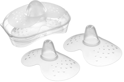 Contact Brusthütchen aus Silikon,stillhütchen l + s – Weiches, ultradünnes Design – BPA-frei – 2 Packung mit 4 Hütchen und Aufbewahrungsbox