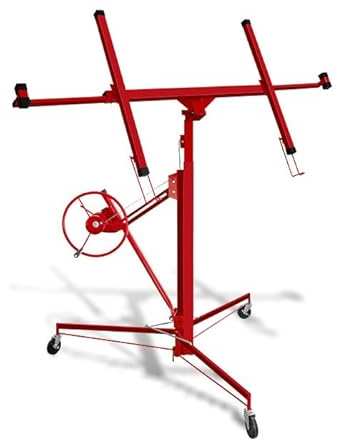 Fogmiea Plattenheber Trockenbau 68 kg Traglast,Rot XXL 140 cm -350 cm Arbeitshöhe, max. 290 cm Lastarmbreite, höhenverstellbar