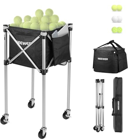 NEEWER Tennisball Hopper, Pickleball rollender Sammelkorb, Tennisplatz Ausrüstung Zubehör für Training Unterricht