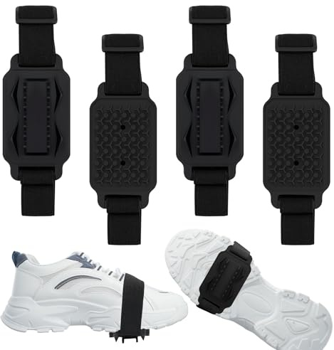 4 Stück Anti Rutsch Schuhspikes, Spikes für Schuhe Winter, Schuhkrallen für Schnee und EIS, Überziehbares Schuhzubehör für Wandern, Spazieren, Hiking, Walking