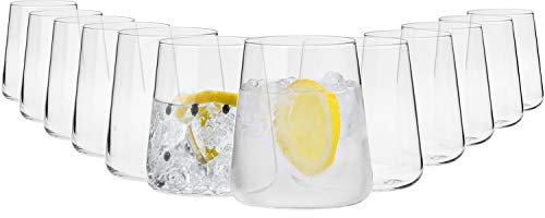 Krosno Gin Gläser Wassergläser Weißweingläser Trinkgläser | Set von 12 | 380 ML | Avant-Garde Kollektion | Perfekt für Hause Restaurants und Partys | Spülmaschinenfest