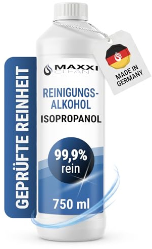 Maxxi Clean 1 x 750 ml Isopropanol 99,9% I Reines Isopropylalkohol I Fettlöser & Entfetter I schnell verdampfend, rückstandsfrei I entfernt Lack- und Klebereste I Resin-Reinigung für 3D-Drucker