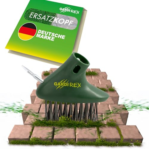 Gardi REX Unkrautbürste Ersatzkopf - Freischneider - Gartenarbeit Fugenkratzer - Unkrautkratzer mit Metallsporn - Fugenbürste zum Beseitigen von Gras und Moos aus Platten-Fugen