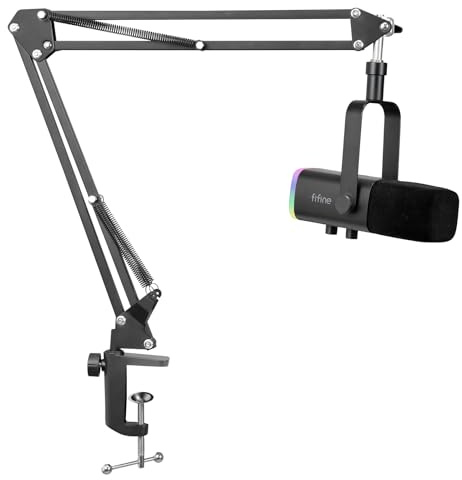 FIFINE XLR Streaming Mikrofon mit Arm für Podcast Studio, USB Dynamisch Microphone Gaming PC mit Stummschalttaste, für PS4/5 Mac Mixer Soundkarten