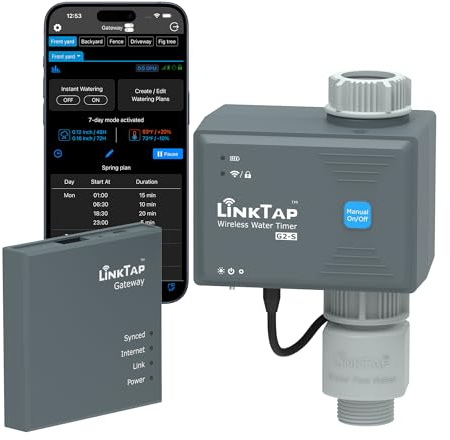 LinkTap G2S Drahtlose Bewässerungscomputer, Gateway, Wassermengenzähler - Automatische Bewässerungsuhr IP66 mit App für Garten, Größere Reichweite Als WiFi, Echtzeit-Fehlererkennung & Benachrichtigung