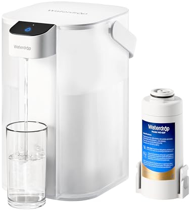 Waterdrop ED01W Elektrische Sofort-Filterkanne, 3 Monate, NSF-Zertifiziert | 3,5 L, Reduziert Chlor, Blei, Quecksilber, PFAS, PFOA/PFOS, 757 L Lebensdauer, Auftisch-System, Keine TDS-Reduktion, Weiß