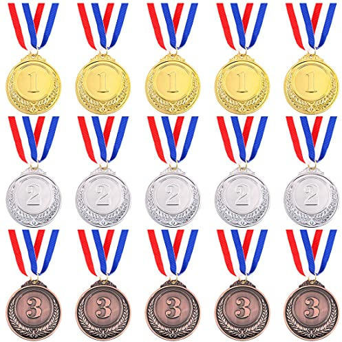 Swpeet Medaillen aus Metall, Gold/Silber/Bronze, mit Band, Gewinnermedaillen im olympischen Stil, für Kinderveranstaltungen, Klassenzimmer, Bürospiele und Sport – 1., 2., 3. Platz