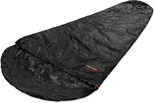 Schlafsacküberzug Biwaksack - 100% Wind- und wasserdicht, Atmungsaktivität: 3000 MVP (230 cm x 90 cm) Schwarz 230 x 90 x 60 cm - RV Rechts