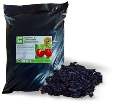 Natürliche Tomatenerde für alle starkzehrenden Pflanzen, 20 Liter, mit Pflanzenkohle, Biokohle, Brennnessel, Pferdemist und Effektiven Mikroorganismen für ideale Nährstoffversorgung