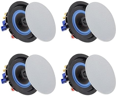 Herdio 4 Zoll Deckenlautsprecher, 160 Watt Kompatibel mit Bluetooth Einbaulautsprecher, Bündige Montage Sound, Geeignet für Innen und Außenbereich, Schlafzimmer, Heimkino, Veranden (4 Lautsprecher)
