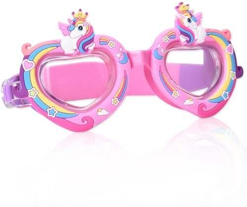 QYJMLH Einhorn Kinder Schwimmbrille, Schwimmbrille für Kids Mädchen Jungen,Wasserdicht Kein Auslaufen Badebrille für Mädchen Jungen Kinder Alter 3-14 Jahre Alt,mit Schnellverstellung (rosa)
