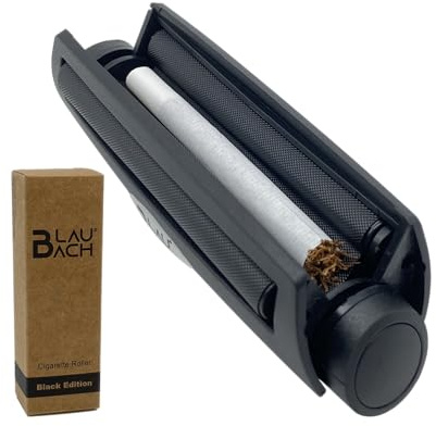 BLAUBACH® Zigarettenroller, Zigaretten Drehmaschine, Tabakroller, 78 mm | Black Edition (schwarz)