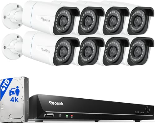 Reolink 4K Überwachungskamera Set, Videoüberwachung mit 8X 8MP PoE IP Kamera und 16CH 4TB HDD NVR, Personenerkennung und Fahrzeugerkennung, IP66, 30M IR Nachtsicht für Aussen, Innen, RLK16-800B8