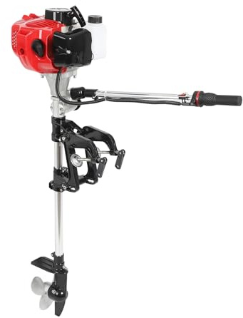 VonVVer 6PS 2-Takt Außenbordmotor Benzin Bootsmotor mit Luftkühlung Robuste Alu-Konstruktion Bootsmotor Aussenborder für Schlauchboote, Angelboote & Kajaks