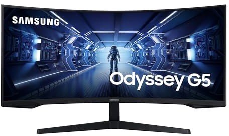 Samsung Gaming Monitor G5 C34G55TWWP, 34 Zoll, VA-Panel, UWQHD-Auflösung, AMD FreeSync Premium, Krümmung 1000R, Bildwiederholrate 165 Hz, Reaktionszeit 1 ms (MPRT), schwarz