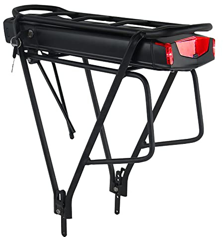 36V 13Ah Gepäckträger-E-Bike-Akku mit 2A-Ladegerät, geeignet für 36V 250W 350W 500W 750W-Motoren, für Elektrofahrräder 24- 28 mit Akkuträger