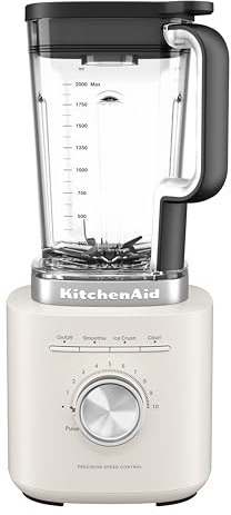KitchenAid 5KSB2073EPLPure Power Blender Standmixer, 1,5 PS Motor, Asymmetrische Klingen, Eis-Crushen, für Suppen & Smoothies, 10 Stufen, 2L BPA-freier Behälter, Porcelain White