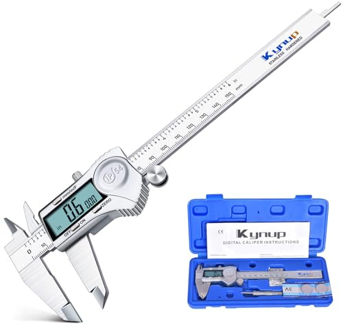 Kynup Digital Messschieber, Schieblehre Messwerkzeuge 150mm Edelstahl IP54 Spritzwasserdicht Staubdicht Schutzdesign, LCD Display für Haushalt und Industrie Messung Messlehre
