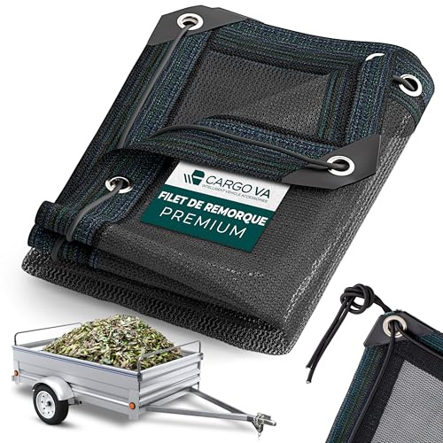 CargoVA® Anhängernetz Feinmaschig 1,5x2,5m [DEKRA Geprüft] - Abdecknetz mit Gummiseil - Ladungssicherungsnetz für Anhänger - Laubnetz StVO-Konform