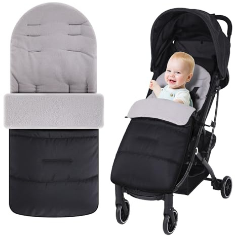 Universal Kinderwagen Fußsack Winter mit Fleece für Buggy | Wasserdicht & Winddicht, Abnehmbarer Fußwärmer, Sitzauflage für Kinderwagen für Babys