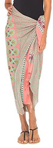 SHU-SHI Sarong Damen Pareo Strandtuch & Wickelrock lang leichtes Boho Mandala Bikini Cover-Up