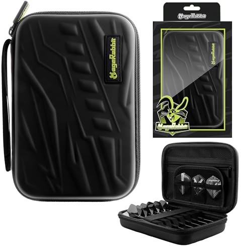MageRabbit Darttasche für 6 Darts, Professionelles Dart Etui mit Aufbewahrung für Spitzen, Schäfte und Flights (Black)