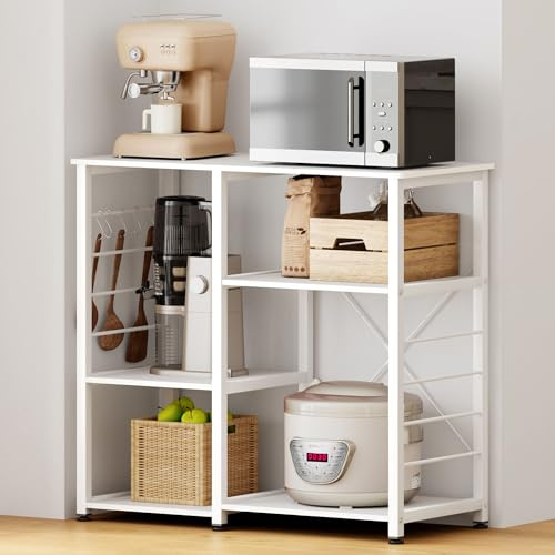 SogesPower 3-stöckiges Küchenregal Backregal Mikrowellenregal 3 Ebenen Regal mit S-Haken Küchenhelfer Gewürzregal für Ihre Küche 90 x 40 x 83 cm
