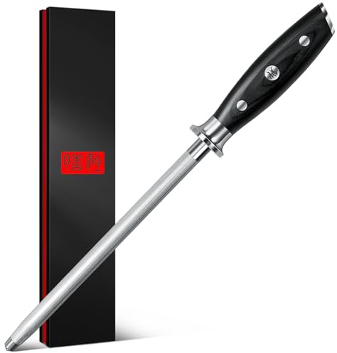 SHAN ZU Wetzstahl 20 cm, Japanischer Messerschärfer, Wetzstahl aus Hochkohlenstoffhaltigem Superstahl, Professioneller Küchenmesserschärfer für Küchenmesser aus Edelstahl