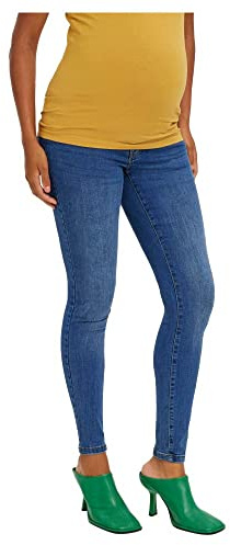 Mama.Licious Damen Vmmtanya Piping Vi349 Ga Noos Jeans, Medium Blue Denim, M EU
