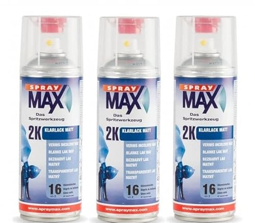 3 x Spray Max 2K Klarlack Matt 3er-Pack 400ml Dosen Bundle