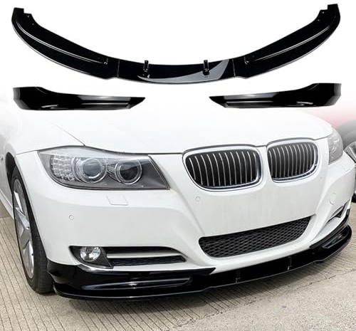FINMOKAL Schwarze Frontlippe Frontstoßstange Spoiler Lippe Splitter Karosserie Kit Kompatibel mit BMW 3er E90 E91 LCI 320i 330i 2009-2012