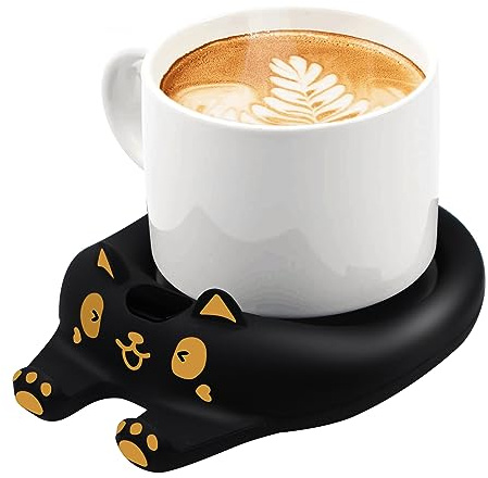 Tassenwärmer Kaffeewärmer für den Schreibtisch automatische Abschaltung, intelligenter Kerzenwärmer mit 3 Temperatureinstellungen, elektrischer Getränkewärmer für Kaffee, Kakao, Tee (Schwarz)