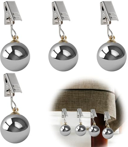 VOSSOT Tischdeckenbeschwerer 4er-Set – Metallklammern mit Edelstahlkugeln für Garten, Balkon und Camping – Extra schwere Tischdeckengewichte für Outdoor, 45g pro Clip, Stabiler Halt bei Wind