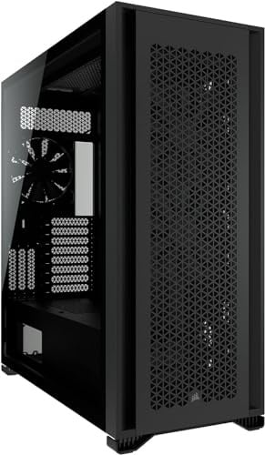 Corsair 7000D AIRFLOW Full-Tower-ATX-PC-Gehäuse (Frontverkleidung für Hohen Luftdurchsatz, Drei Inbegriffene 140-mm-LÜFTER mit PWM-Repeater, Kabelführung, Großen Innenraum) Schwarz, CC-9011218-WW