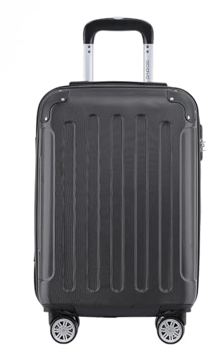 BEIBYE- Hartschalenkoffer Koffer Trolley Rollkoffer Reisekoffer Zahlenschloß 4 Zwilings-Rollen (Black, Small-55cm)