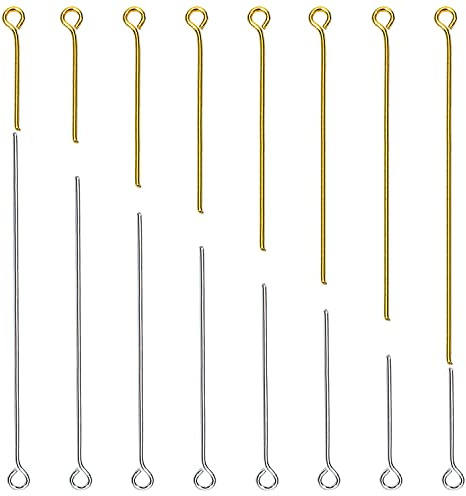 TOAOB 800 Stück Eye Pins Silber und Gold Metall Kettelstifte Nietstifte mit Öse Gemischte Größe für Ohrring Schmuckherstellung