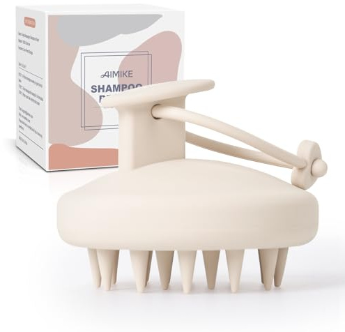AIMIKE Silikon Kopfhaut Massagebürste Shampoo Bürste, Umweltfreundliche Kopfmassage Bürste für Peeling und Stimuliert das HaarWachstum, Kopfmassage Shampoo Haarbürste [Nass&Trocken],Haferflocken