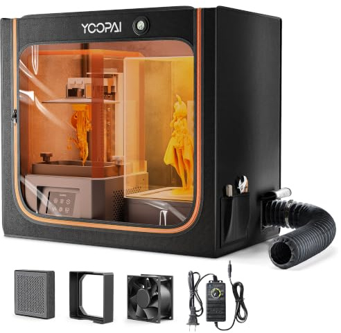YOOPAI 3D Drucker Gehäuse mit Belüftung & Doppelraum - Staubdichte Abdeckung für 2 Resin-Drucker oder Drucker + Härtungsgerät, Geruchsbeseitigung, Kompatibel mit Anycubic/Elegoo/Creality (80x55x73cm)