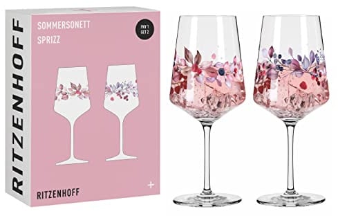 RITZENHOFF 6011002 Aperitif-Glas Sprizz 2er-Set 500 ml - Serie Sommersonett - Früchte & Zweige bunt - Made in Germany