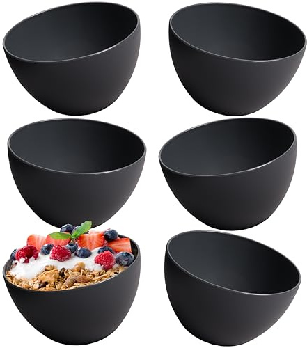 Hausfelder Müslischalen 6er Set Schwarz 750ml | Kleine Schüsseln aus Kunststoff für Müsli, Cornflakes, Suppe, Salat | Müslischüssel Müslischale BPA-frei mikrowellen- & spülmaschinengeeignet