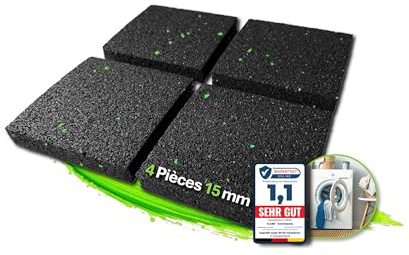 CLARE Premium Schwingungsdämpfer für Waschmaschine & Trockner – rutschfeste Antirutschpads als Waschmaschinenunterlage – weniger Vibrationen, Schleudergeräusche & Verrutschen | 4 Stück 15mm Stärke