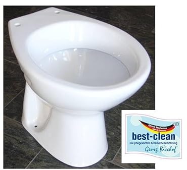 Stand WC bodenstehend Tiefspüler weiß/mit horizontalem Abgang mit BEST CLEAN Oberflächen Beschichtung NEU