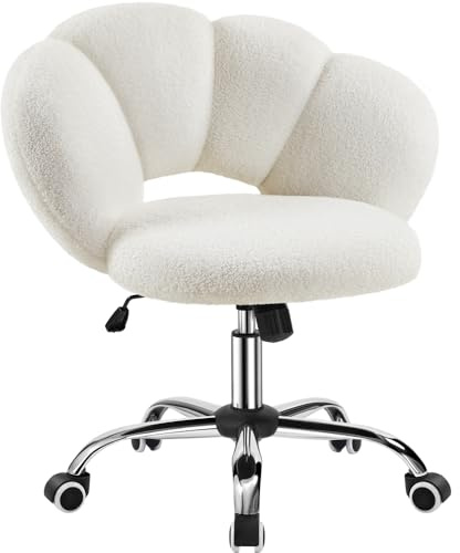 Yaheetech Schreibtischstuhl Bürostuhl Ergonomisch Bürosessel in Wolkenform Schminktischstuhl bis 136 kg Belastbar Computerstuhl Höhenverstellbar für Schlafzimmer Büro Wohnzimmer Weiß