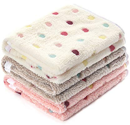 luciphia Hundedecke Katzendecken Waschbar Flauschig, 1 Pack 3 Decken Super Weich Fluffy, Kuscheldecke Fleece Haustier Decken für Hunde Katzen, Kann für Sofas, Autos, Betten, Helle Punkte 40 * 60cm