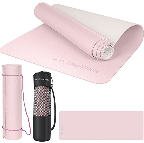 EliteAthlete Yogamatte - Sportmatte - Fitnessmatte - Gymnastikmatte gepolstert & rutschfest für Fitness, Pilates - Yoga Matte - 183 cm x 61 cm x 0.6 cm - Trainingsmatte inkl. Transportgurt + Tasche