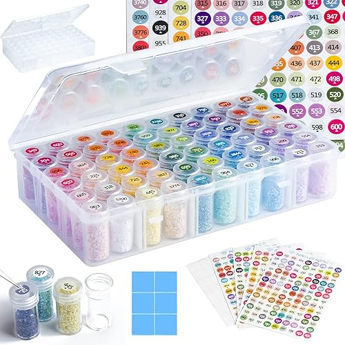 forever young Diamond Painting Steine aufbewahrungsbox, 1er-Pack 60 Fächer | Ordnet Diamond Painting Zubehör mit 60 Fächern und Aufklebern. Hält Steine sauber sortiert. Diamanten nicht enthalten.