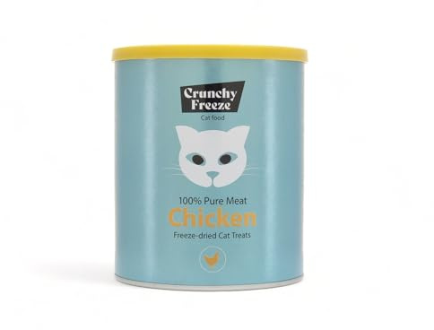 Crunchy Freeze Snack für Katzen - gefriergetrocknetes Katzenfutter ohne Zucker - Katzensnack für Zahnpflege und Gesundheit (Huhn, 140 g)